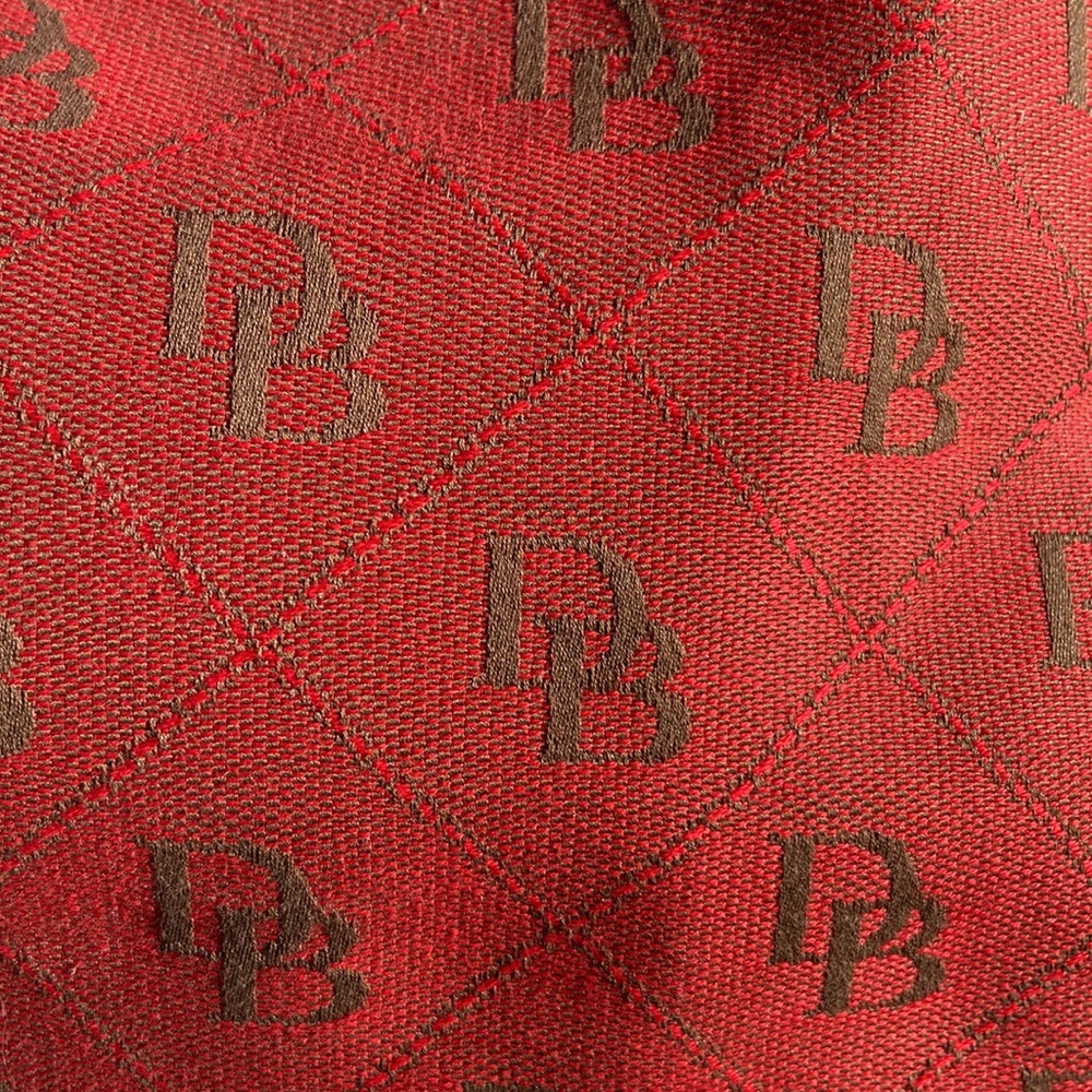 Vintage Dooney & Bourke Purse Red Signature DB Logo Canvas Monogram Hobo Bag - Picture 5 of 5